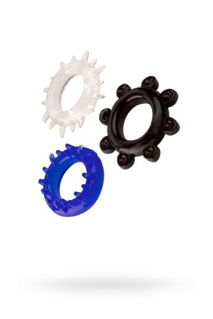 Renkli Silikon Noktalı 3 lü Penis Halkası Seti